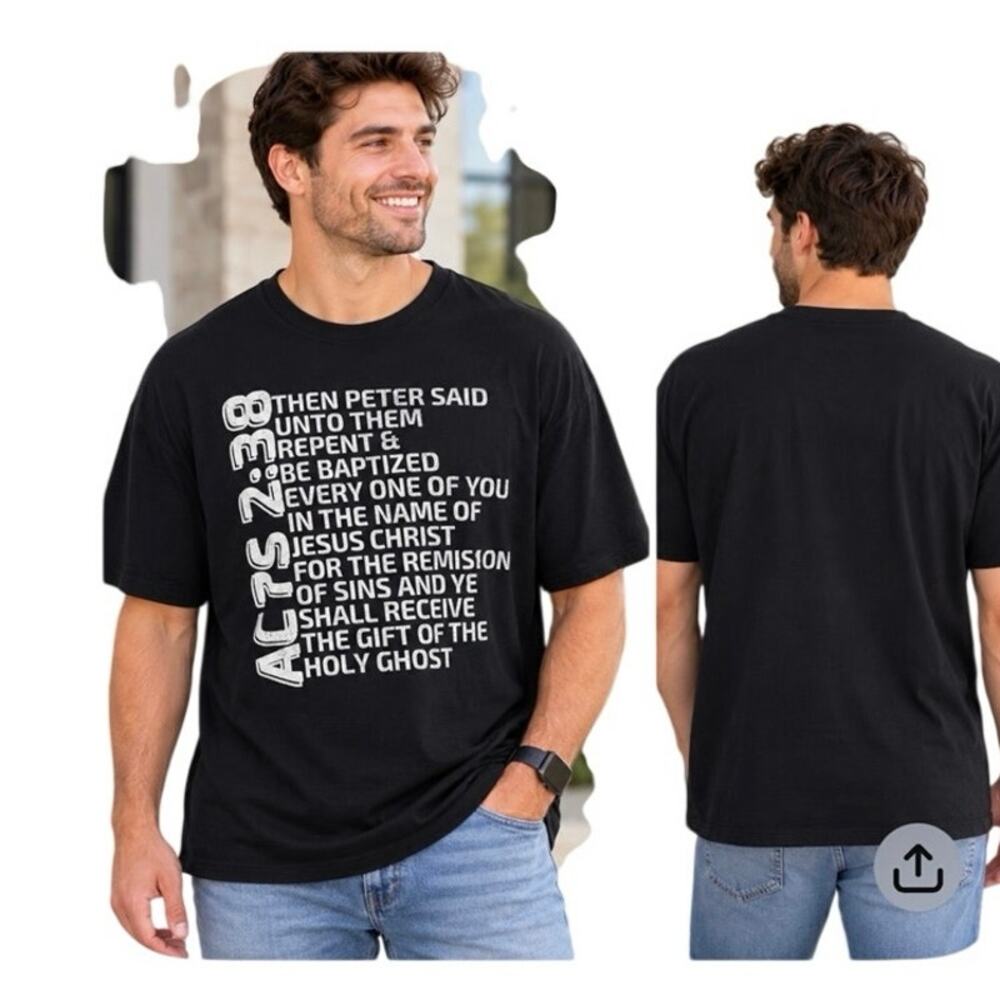 Bella Canvas 3XL Acts 2:38 Christian Bible Verse Graphic T Shirt Black Faith